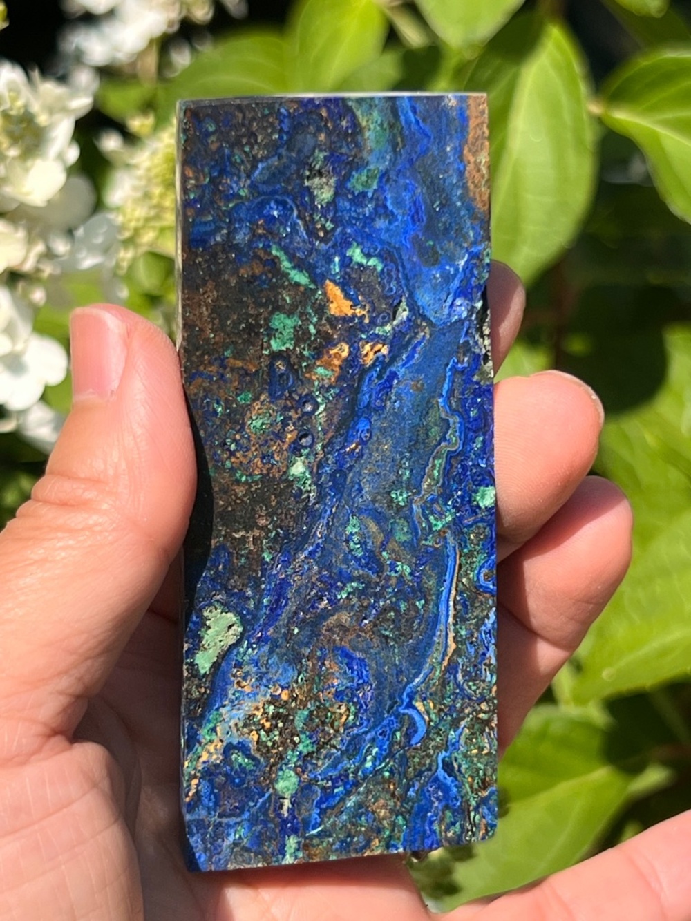 Azurite (5) slab with stand | crystal